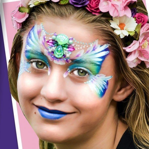 Face painting design using Leanne's Pretty Mermaid petal cake from Leanne's Happy Pixie Petal Palette