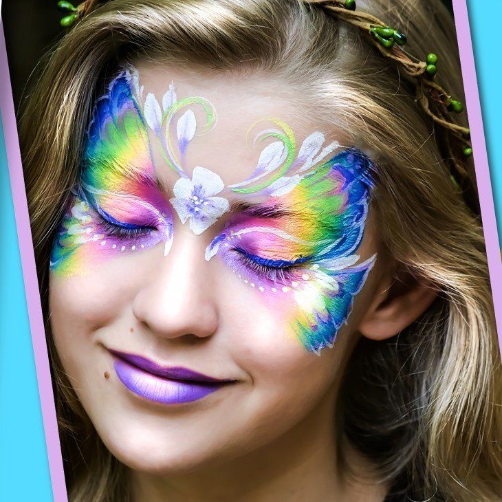Face painting design using Rainbow Unicorn petal cake from Leanne's Happy Pixie Petal Palette