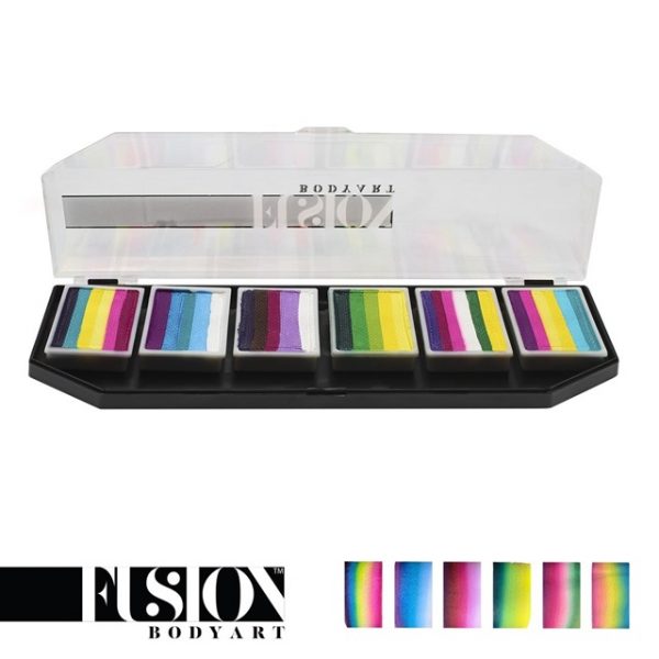 Fusion One-Stroke Palette (6x 1 inch split-cakes) - Leanne's Pretty Rainbow Palette