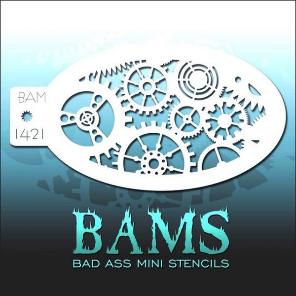 Bad Ass Mini Face Painting Stencil BAM 1421 Cogwheels