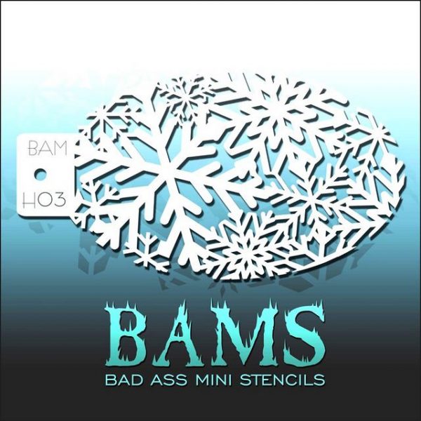 Bad Ass Mini Face Painting Stencil BAM H03 Snowflakes