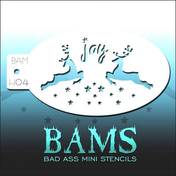 Bad Ass Mini Face Painting Stencil BAM H04 Reindeer