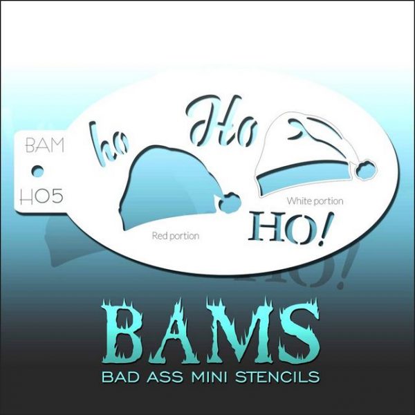 Bad Ass Mini Face Painting Stencil BAM H05 Ho-Ho Santa Hats