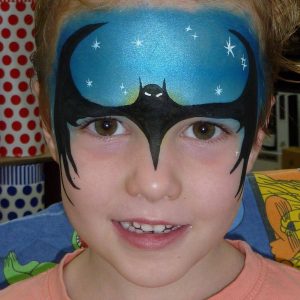 Batman face painting with TAG Pearl SKY BLUE face paint