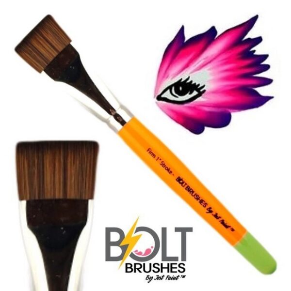 Bolt Brushes by Jest Paint 1 inch one-stroke FIRM flat brush with close-up
