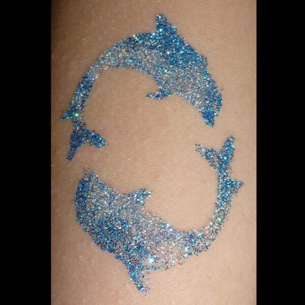 Double Dolphin glitter tattoo in mixed glitter