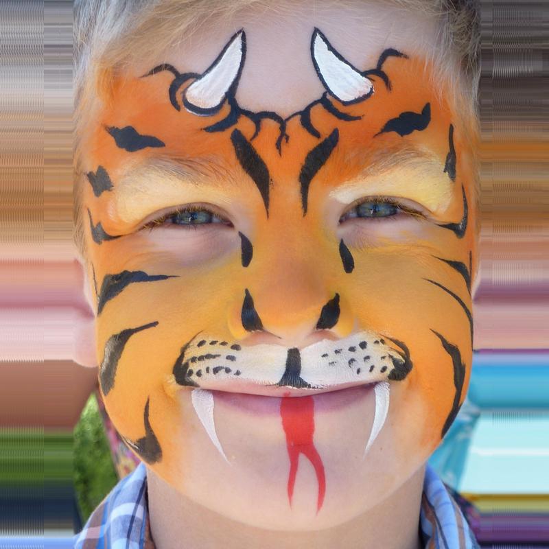 Dragon-Tiger face painting using TAG ORANGE and TAG GOLDEN ORANGE face paint