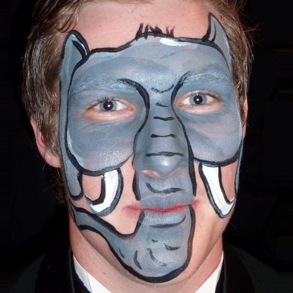 Elephant face painting using TAG SOFT GREY face paint