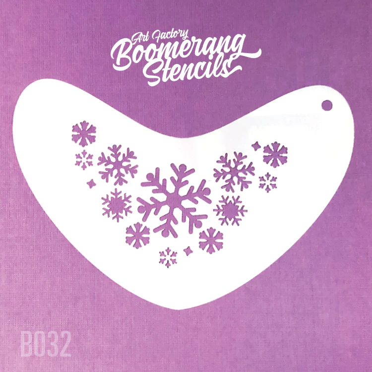 FROZEN SNOWFLAKE face painting stencil - Boomerang stencils by Art Factory