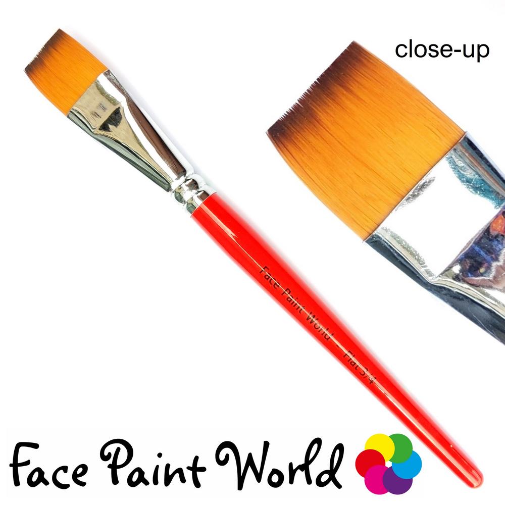 Face Paint World 3 Quarter inch Flat Brush with closeup