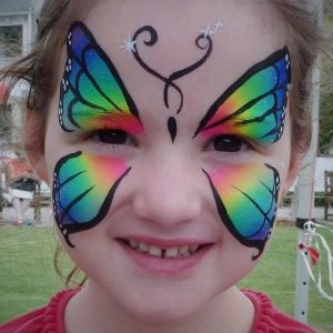 Face Paint World Bright Rainbow butterfly face painting