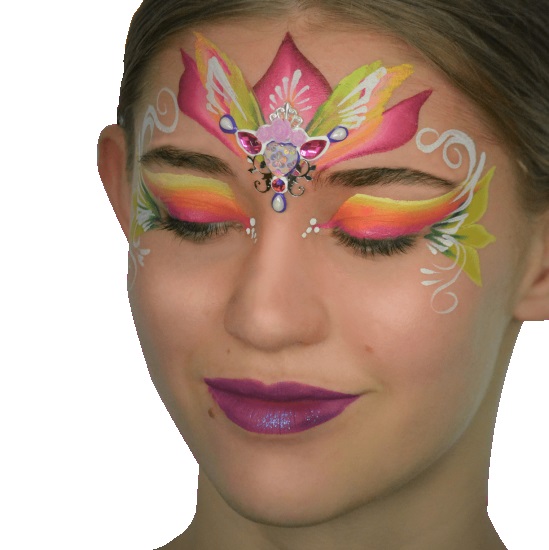 Face painting by Leanne Courtney using Leanne's Butterfly non neon palette