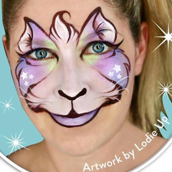 Face painting design by Lodie Up using Sweet Dream one-stroke