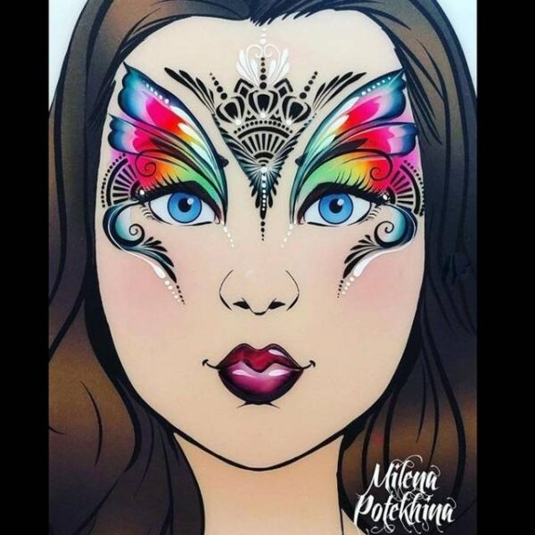 Face painting design by Milena Potekhina using Milena HENNA BEAUTY face painting stencil