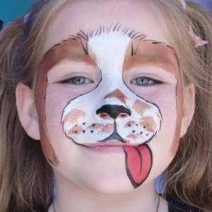 Puppy Dog face painting in TAG Pearl OLD GOLD face paint