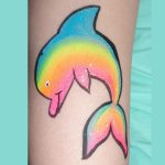 Rainbow Dolphin face painting using TAG COCKTAIL one-stroke face paint