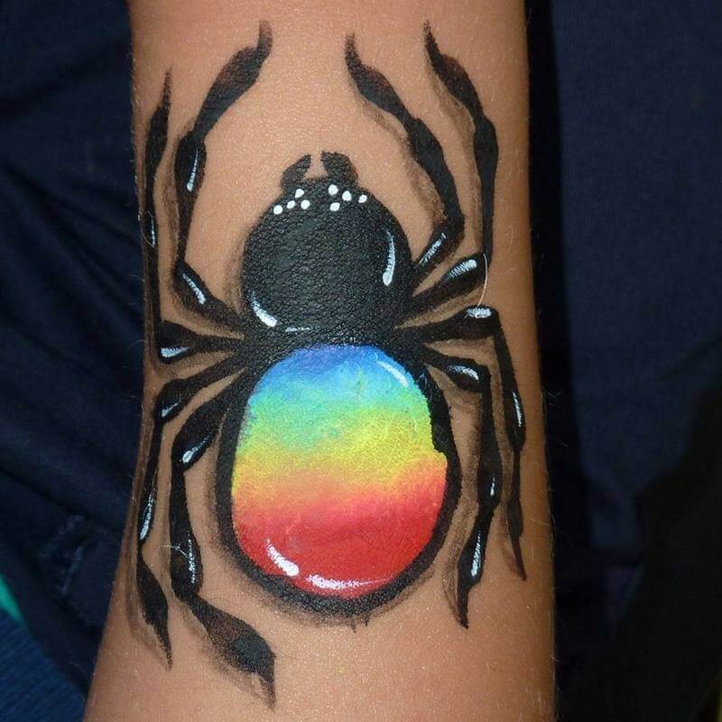 Rainbow Lorikeet face painting Spider