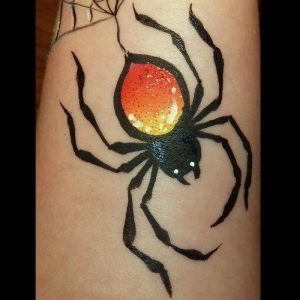 Red spider face painting using TAG DRAGON one-stroke