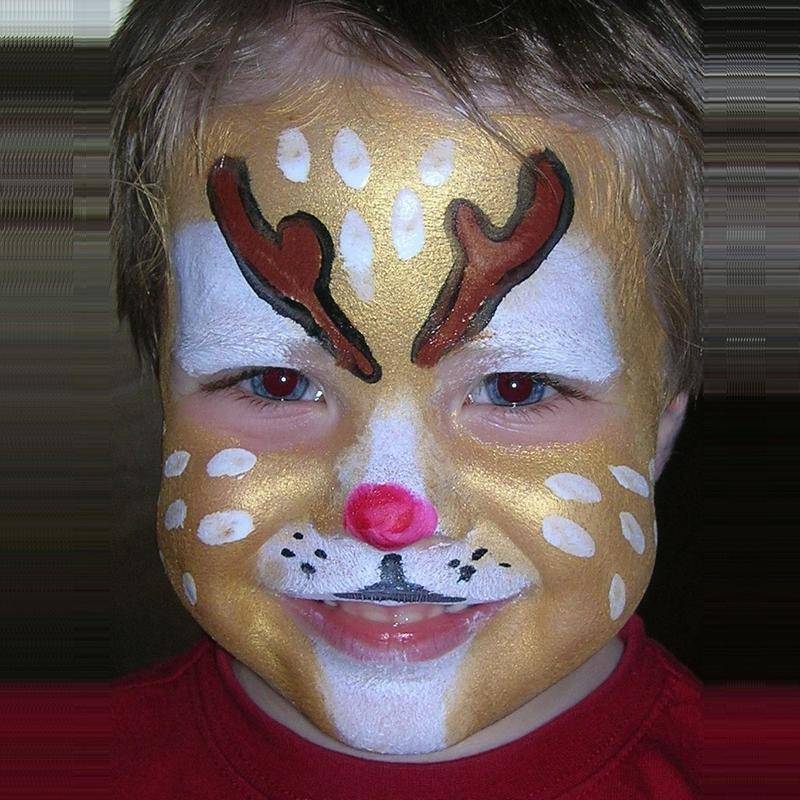 Rudolph face painting in TAG Pearl GOLD face paint