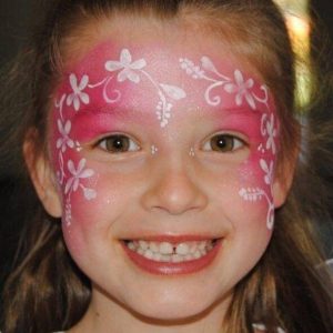Simple Flower Fairy face painting design in TAG Pearl Rose