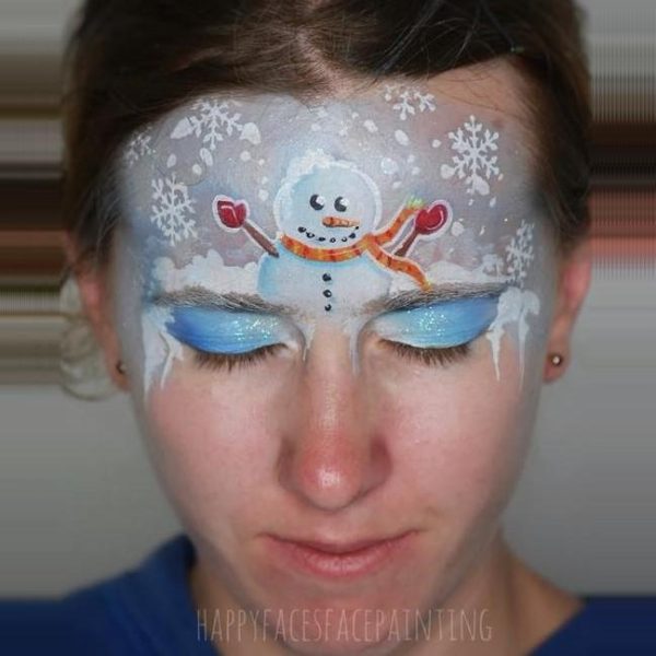 Snowman face painting using BAM1036 Snowflakes stencil