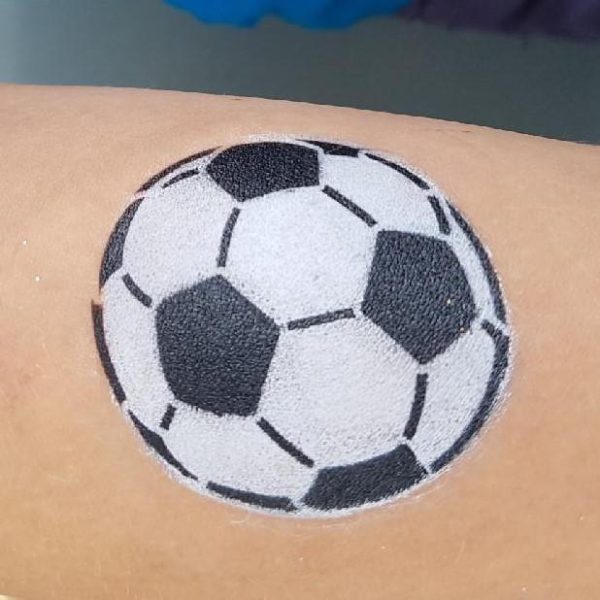 Soccer Ball face painted with BAM1419 stencil