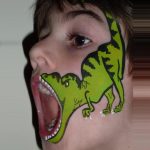 T.rex face painting in TAG LIGHT GREEN face paint