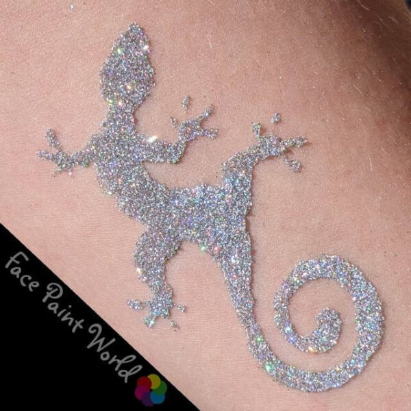 TAG Gecko Glitter Tattoo in Tag Holographic Silver glitter