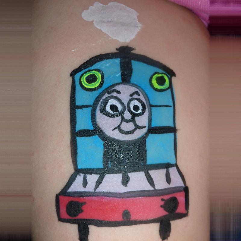 Thomas the Tank Engine face painting using TAG LIGHT BLUE face paint