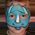 Triceratops face painting using TAG TEAL face paint