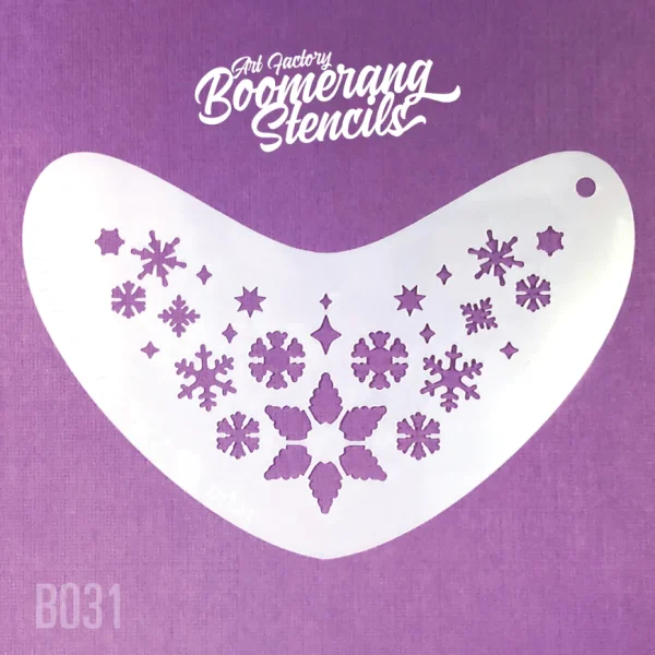 WHIMSY SNOWFLAKE face painting stencil - Boomerang stencils by Art Factory