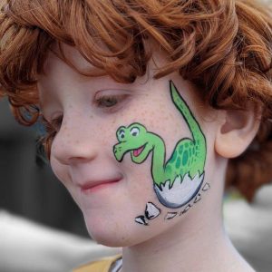 baby dinosaur face painting using BAM1005 scale stencil