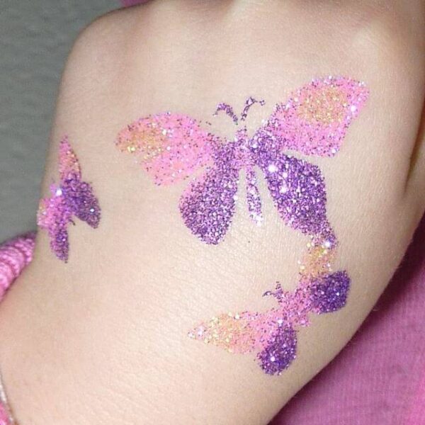 triple butterfly glitter tattoo